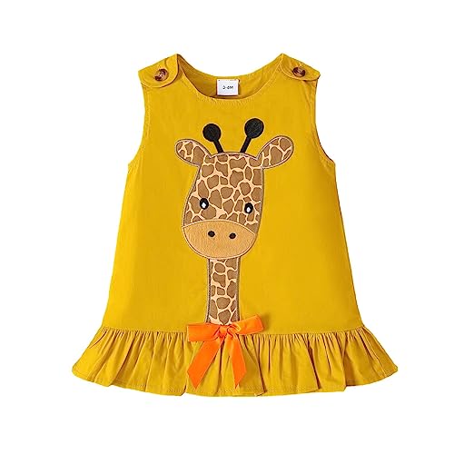 Girls Cute Sleeveless Dress Baby Girl Giraffe Print Summer